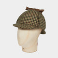 Beige, Navy, Orange, Green Houndstooth Check Wool Deerstalker