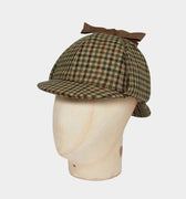Beige, Navy, Orange, Green Houndstooth Check Wool Deerstalker