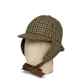 Beige, Navy, Orange, Green Houndstooth Check Wool Deerstalker