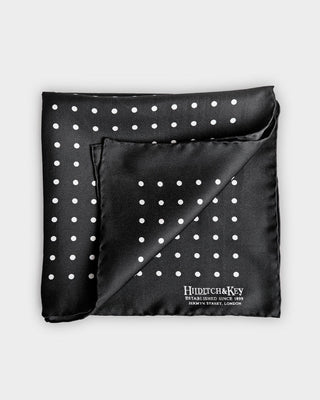 Black & White Medium Spot Silk Pocket Square