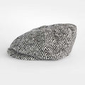 Black & White Wool Herringbone Gatsby Cap
