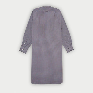 Blue & Brown Check Cotton Nightshirt with Navy Piping