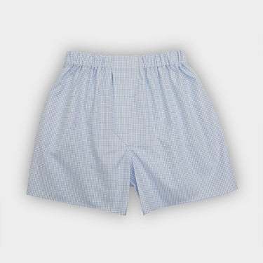 Blue Check Cotton Boxer Shorts