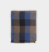 Blue & Ecru Large Check Silk & Cashmere Scarf