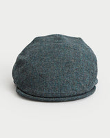 Blue Herringbone Wool Flat Cap