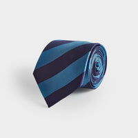 Blue & Navy Block Stripe Silk Tie