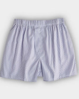 Blue & White Fine Bengal Stripe Cotton Poplin Boxer Shorts