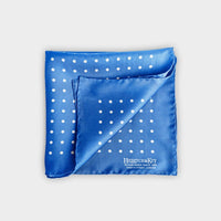Blue & White Medium Spot Silk Pocket Square