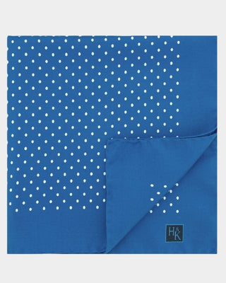 Blue & White Spot Silk Pocket Square