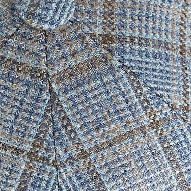 Blue With Brown Check Silk & Wool Toni Cap