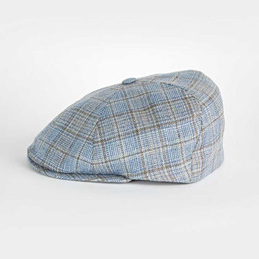 Blue With Brown Check Silk & Wool Toni Cap