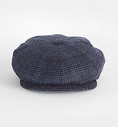 Blue With Wine POW Check Wool & Cashmere Gatsby Cap