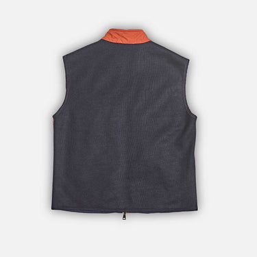 Brick Red Quilted Gilet with Navy Knitted Back