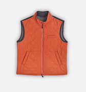 Brick Red Quilted Gilet with Navy Knitted Back