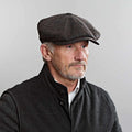 Brown & Blue Prince of Wales Check Wool & Cashmere Gatsby Cap