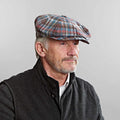 Brown Multicolour Check Silk, Linen & Wool Gatsby Cap