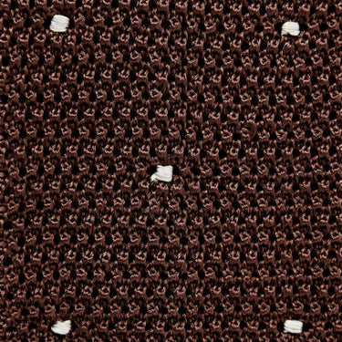 Brown & White Spot Knitted Silk Tie