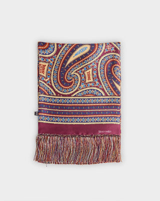 Burgundy Large Fancy Paisley Printed Silk Scarf