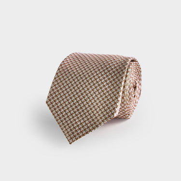 Caramel Houndstooth Silk Tie