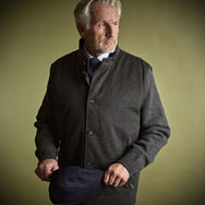 Charcoal Cashmere Loro Piana Cino Jacket with Knitted Sleeves