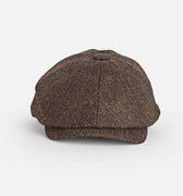 Chocolate Brown Herringbone Wool Gatsby Cap
