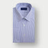 Classic Fit Blue Fine Bengal Stripe Cotton Shirt with Classic Collar & Double Cuff