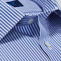 Classic Fit, Classic Collar, 2 Button Cuff Shirt in a Blue & White Medium Bengal Poplin Cotton