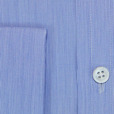 Classic Fit, Classic Collar, Double Cuff Shirt in a Blue & White Hairline Poplin Cotton