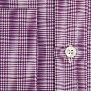 Classic Fit, Classic Collar, Double Cuff Shirt In Purple & White POW Check Twill