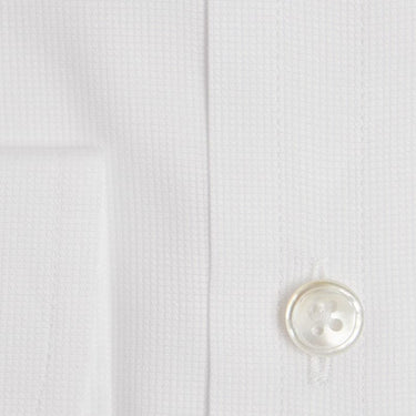 Classic Fit, Classic Collar, Two Button Cuff Shirt in a White Small Squares