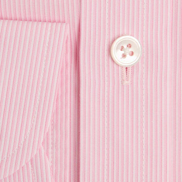 Classic Fit, Classic Collar, Two Button Cuff Shirt in Pink Line Stripe