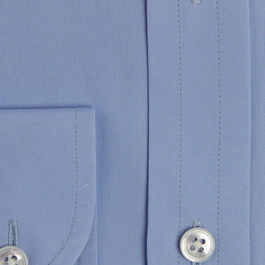 Classic Fit, Collarless, 2 Button Cuff Shirt in a Plain Sky Blue Poplin Cotton