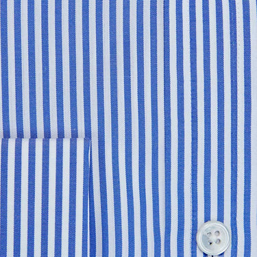 Classic Fit, Cut-away Collar, Double Cuff Shirt in a Blue & White Medium Bengal Poplin Cotton