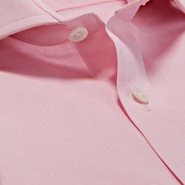 Plain Pink End-on-End Cotton Shirt with Cut-away Collar Double