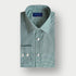 Classic Fit Green Small Gingham Check Cotton Shirt with Classic Collar & Two Button Cuff