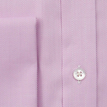 Classic Fit Lilac Herringbone Cotton Shirt with Classic Collar & Double Cuff
