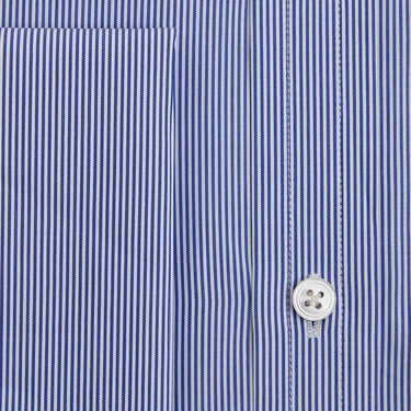 Classic Fit Navy Fine Bengal Sea Island Quality Cotton Shirt with Classic Collar & Double Cuff