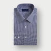 Classic Fit Navy Small Gingham Check Cotton Shirt with Classic Collar & Two Button Cuff