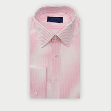 Classic Fit Pink Pinstripe Cotton Shirt with Classic Collar & Double Cuff