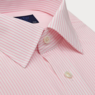 Classic Fit Pink Pinstripe Cotton Shirt with Classic Collar & Double Cuff