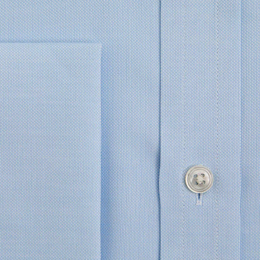Classic Fit Plain Light Blue Oxford Cotton Shirt with Classic Collar & Double Cuff