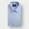 Classic Fit Plain Light Blue Sea Island Quality Cotton Twill Shirt with Classic Collar & Double Cuff