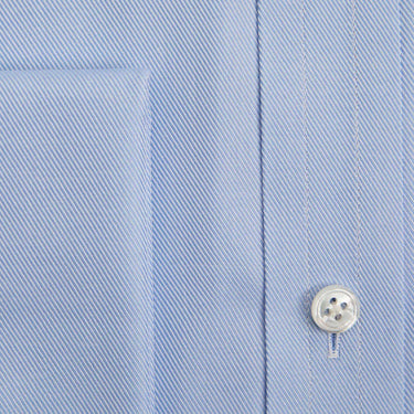 Classic Fit Plain Light Blue Sea Island Quality Cotton Twill Shirt with Classic Collar & Double Cuff