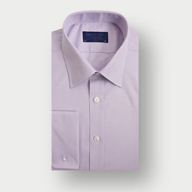 Classic Fit Plain Lilac Textured Cotton Shirt with Classic Collar & Double Cuff