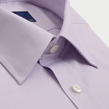 Classic Fit Plain Lilac Textured Cotton Shirt with Classic Collar & Double Cuff
