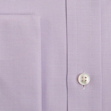Classic Fit Plain Lilac Textured Cotton Shirt with Classic Collar & Double Cuff