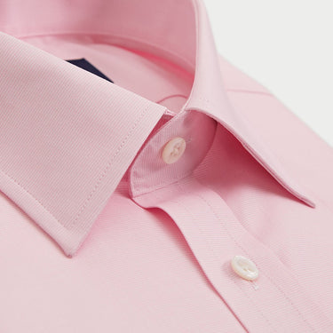 Classic Fit Plain Pink Textured Cotton Shirt with Classic Collar & Double Cuff