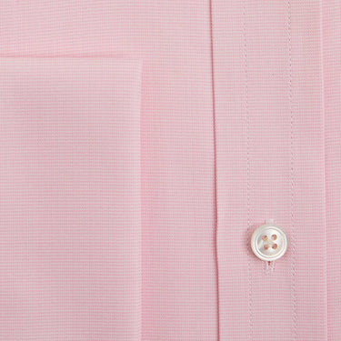 Classic Fit Plain Pink Textured Cotton Shirt with Classic Collar & Double Cuff