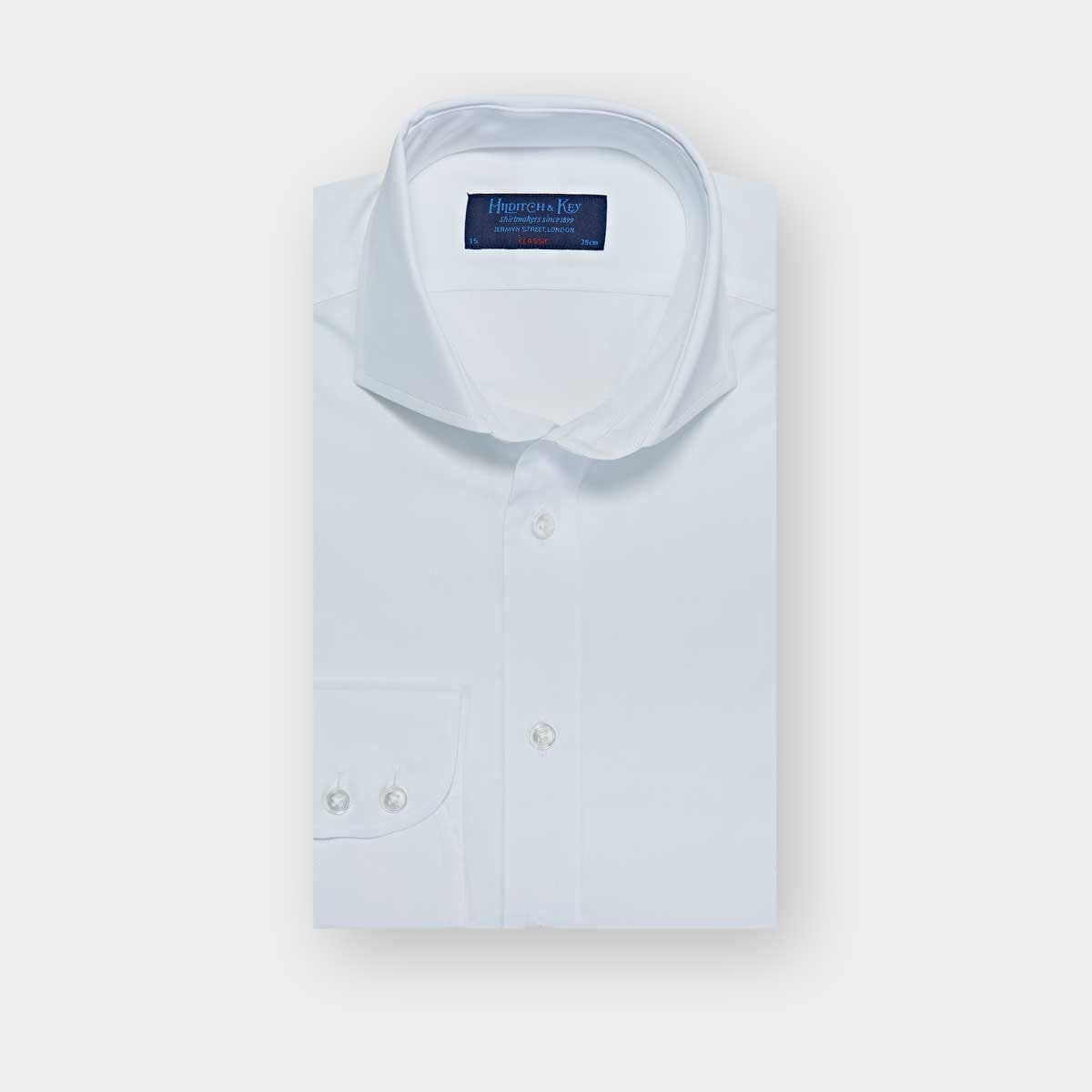 Classic Fit Plain Cotton Poplin Shirt Cut away Collar & Two Button Cuff