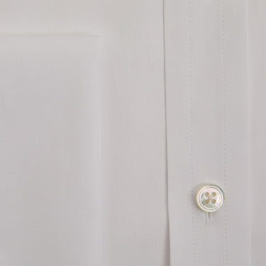 Classic Fit Plain White Sea Island Quality Cotton Twill Shirt with Classic Collar & Double Cuff